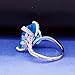 Uloveido Women's Silver Color Big Emerald Cut Blue CZ Zircon Ring Large Statement Crystal Wedding Engagement Promise Fashion Bridal Rings Jewelry Size 8 RJ292