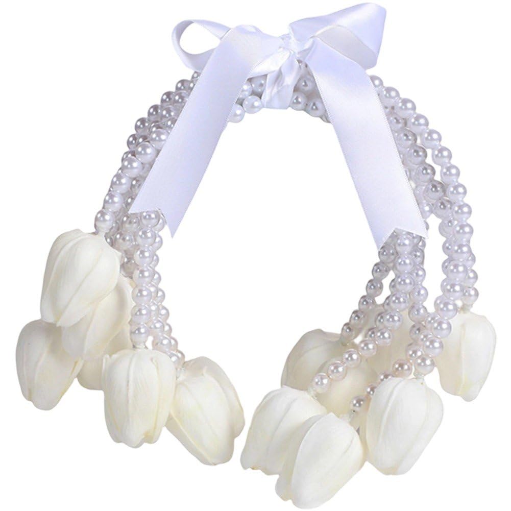 Composition florale pour mariée en tulipes artificielles haut de gamme et perles