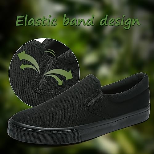 Image of yageyan Mens Slip on Sneakers Loafers Shoes Canvas Black Shoes Canvas Blue Casual Fashion Shoes