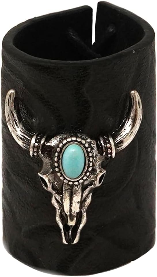 Western Long horn Scarf Slide Western Ring Leather Boho