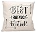 vanVerden Cuscino con scritta "Best Friends Forever - BFF - Beste Freunde für Immer - 40 x 40 cm, colore: naturale (effetto lino), versione federa senza imbottitura