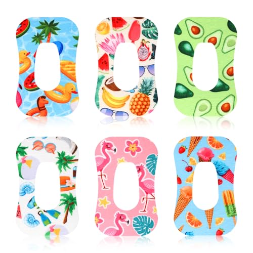 Tinoaly 24pz Impermeabili Cerotti Adesivi per Dexcom G6, Traspiranti Protettore per Sensore Adesivo Cutaneo Resistente al Sudore Adesivi Universali Copertura Sensori (6 Divertenti Stili Estivi)