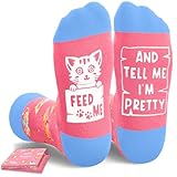 HAPPYPOP Gifts for Cat Lovers - Funny Crazy Cat Christmas Gifts Stocking Stuffers Pet Socks for Women Men Teens