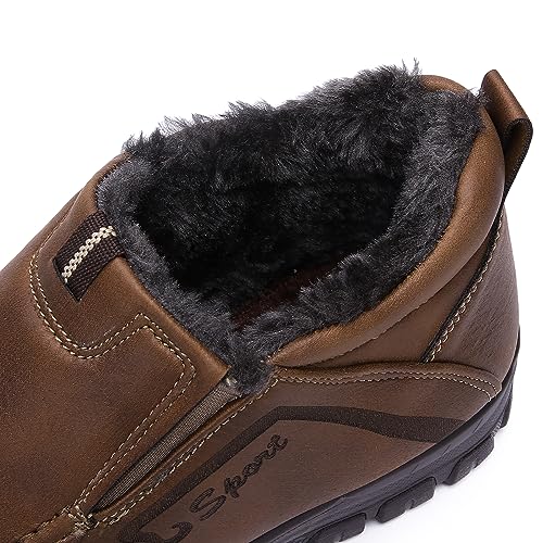Image of COSIDRAM Men Shoes Winter Snow Boots Cotton-Padded Slip on Casual Warm Walking Sneakers Waterproof House Shoes