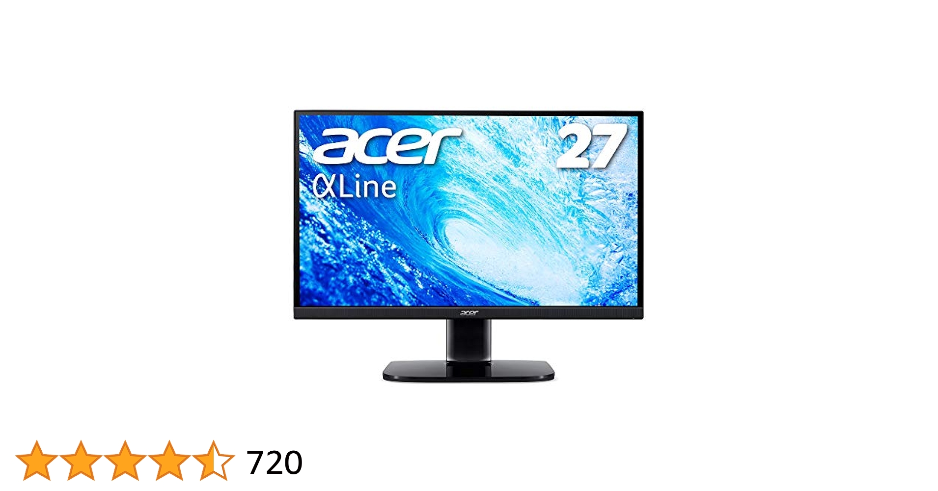 【美品】acer モニター 27インチ IPS フルHD Acer モニター 27インチ フルHD 非光沢 IPS 120Hz 1ms(VRB) sRGB