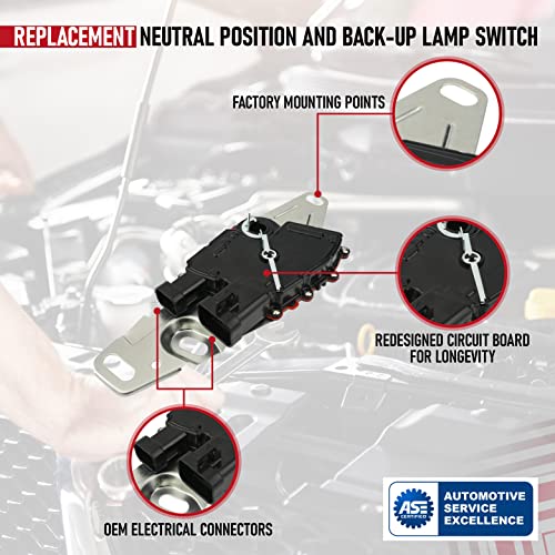 Image of Replacement Neutral Position and Back-up Lamp Switch - Compatible with Cadillac, Chevy, GMC - Escalade, Astro, Silverado 3500, Sierra 1500, Envoy, Yukon, H2 - Replaces 352-3201, 24229422, D74410A