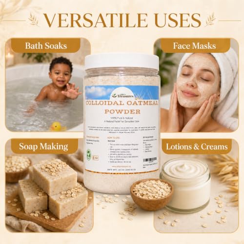 Image of Dirty Treasures Colloidal Oatmeal Bath | Eczema & Itchy Skin Relief | Baby-Safe, 100% Natural, Fragrance-Free | 1 lb (16oz)