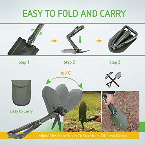 Vivosun Military Survival Shovel Folding Camping Tactical Shovel Multitool For Camping, Hiking, Backpacking #TOP6