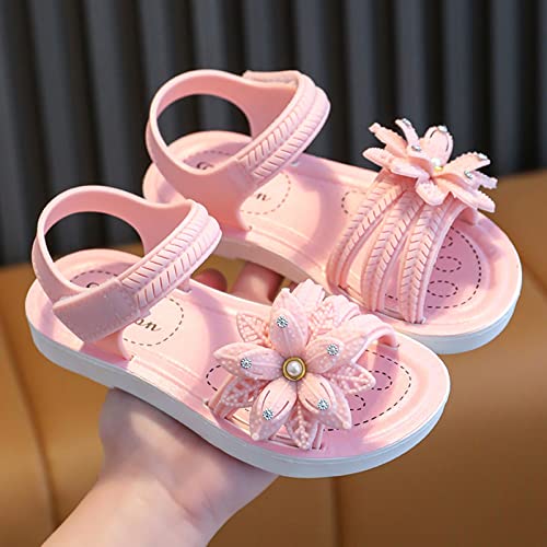 Toddler Little Girls Glitter Flower Open-Toe Flat Dress Sandals Summer Soft Bottom Comfortable Casual Shoes2