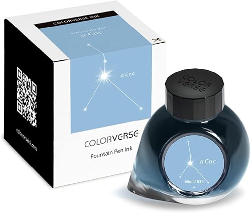 Colorverse Botella de tinta para pluma estilográfica azul | α CNC | 2.2 fl oz | A base de tintes | Serie Project