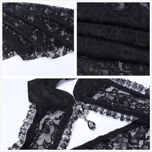 Image of Gothic Bolero Shrug Tops Women Goth Bell Long Sleeve Crop Top