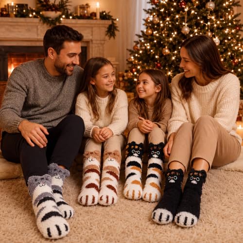Image of Foaincore 10 Pairs Fuzzy Socks for Women Cozy Fluffy Warm Soft Slipper Socks Thick Winter Gifts for Adult Gifts(Cat,Multicolor)