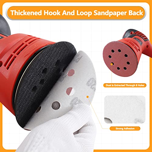 Faoyoon Sanding Disc 5 Inch 8 Hole, 100 Pcs Orbital Sanding Discs Hook And Loop, Sandpaper For Wood, 40 60 80 120 220 Grit Sand Paper For Random Orbital Sander #TOP5