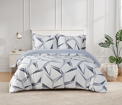 Majestic Giftware Madison Linen 6-Piece Queen Size Duvet Bedding Set (BL500-Q-2) | Tokyo Comfort - Ash 300 Thread Count Cotton Sateen | 1 Fitted Sheet, 1 Duvet, 4 Pillowcases | Soft & Luxurious