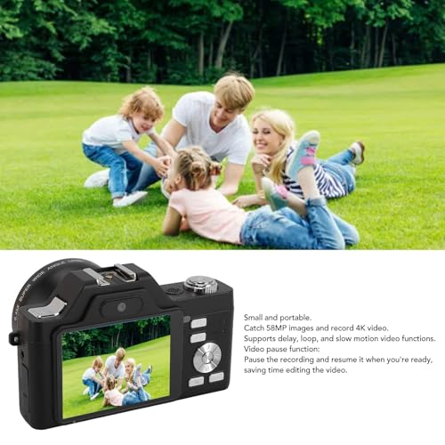 Câmera Digital 4K HD para Fotografia Com Foco Automático, Câmera de Vlogging Com Tela de 58 MP e 2,8