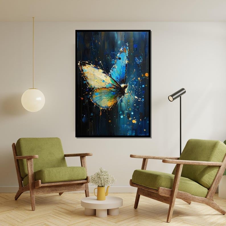 Impression sur toile papillons colorés pour illuminer un mur nu