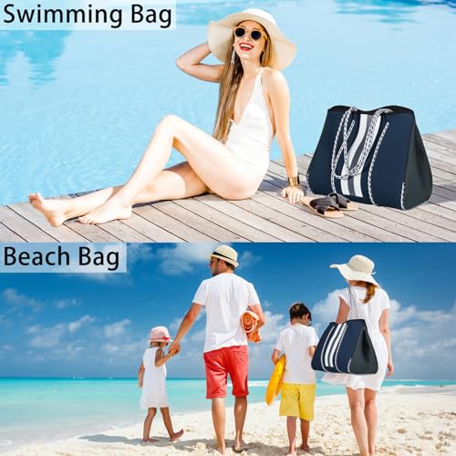 Image of IBFUN Neoprene Tote Bag Large Beach Bag for Women Pool Gym Tote Bag Travel Tote Bag