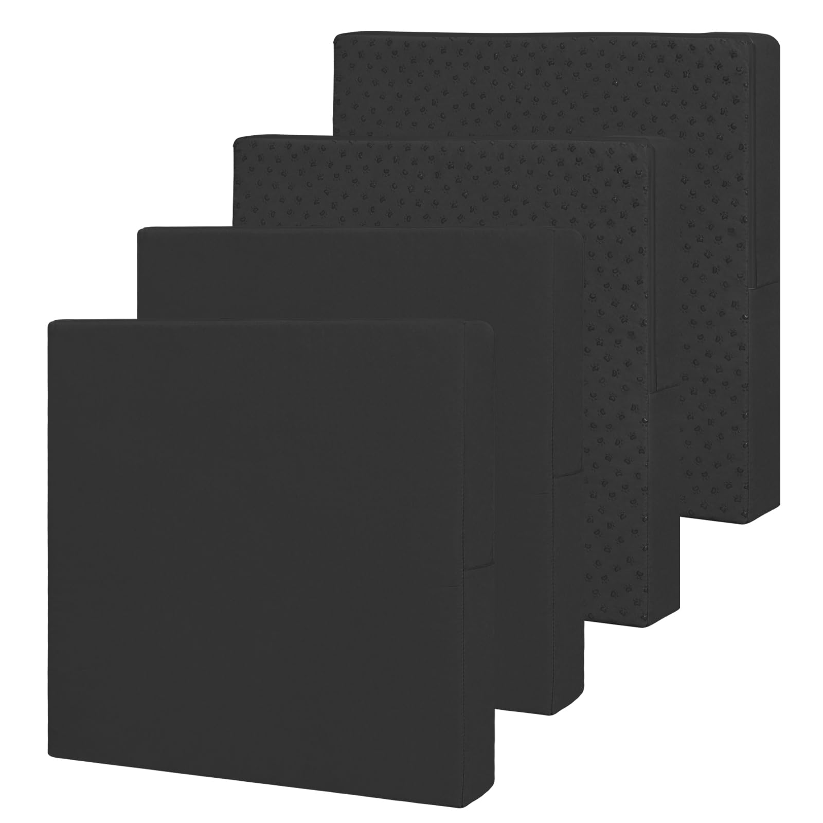 Easy-Going Waterproof Patio Cushion Covers ONLY Cover 24x24x4 inch 4 Pack Replacement Non-Slip Outdoor Seat Cushion Slipcover with Zipper. Black