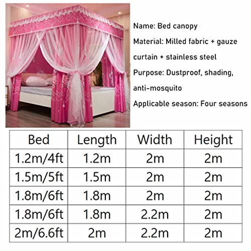 Dosel mosquitera para cama de 1,8 m y 4 postes, con cortina de cama opaca Estilo 1 3