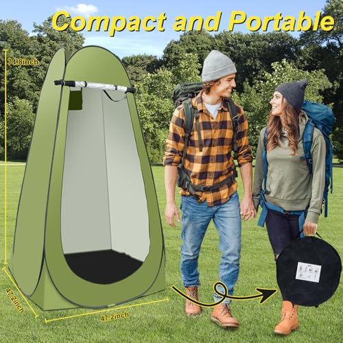 Portable Shower Tent for Camping,Pop Up Privacy Tent with Rechargeable Camping Shower with Water Heater (Green) - Thumbnail 7