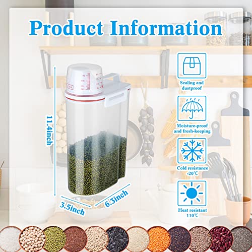 8 Pcs Cereal Rice Storage Container Set 5.5 Lbs Clear Airtight Dry Food Container Plastic Cereal Dispenser With Measuring Cup For Kitchen Flour Grain Pasta Pantry Organization Oatmeal, Red And Blue #TOP1