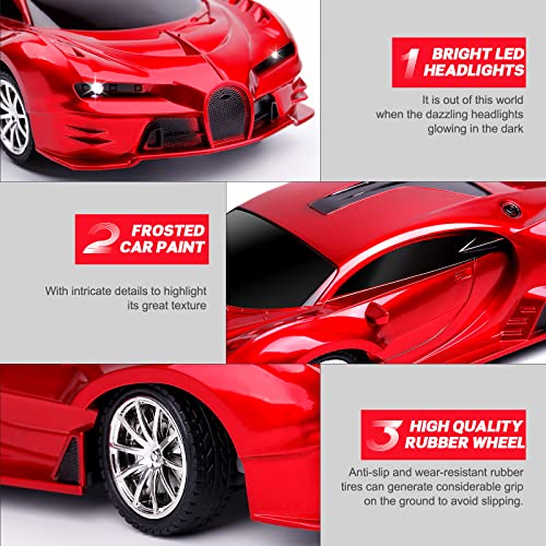 Kulariworld Remote Control Car 2.4Ghz Rechargeable High Speed 1/18 Rc Cars Toys For Boys Girls Vehicle Racing Hobby With Headlight Christmas Birthday Gifts For Kids (Red) #TOP4