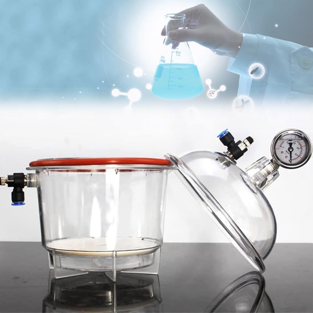 Desecador de vacío de laboratorio con medidor de aire de presión negativa, válvula doble de 150 mm, tarro de policarbonato para secado de investigación de laboratorio