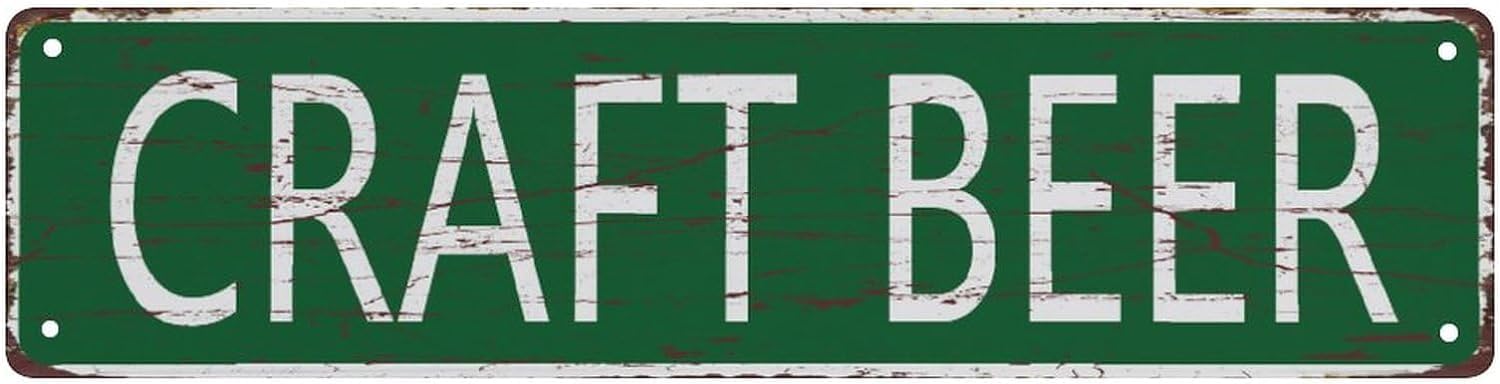 Peiyeety A007 Vintage Metal Tin Sign Decorative Wall Art Craft Beer Themed Sign, Rustic Style, Durable Waterproof Rustproof, For Home, Bar Decor, Brewery, Easy To Mount, 4X16 Inch