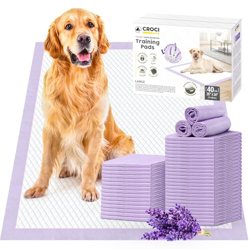 Image of CROCI Dog Pads Extra Large 28x34in, Puppy Pads with Adhesive Tabs Super Absorbent Up to 8 Cups, Disposable (40 Counts)