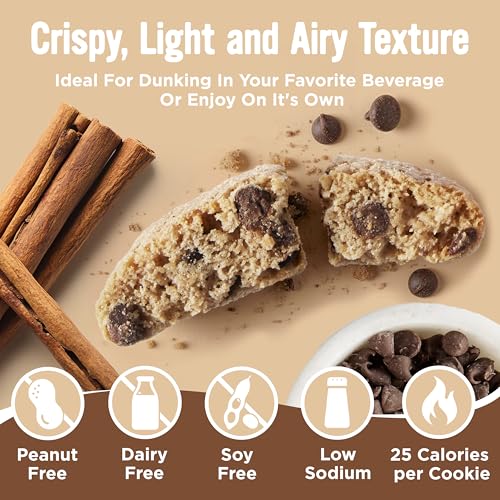 Image of COOPER STREET Twice Baked Cinnamon Chocolate Biscotti Cookies - Crispy Mini Biscotti Cookies Ideal with Coffee - Traditional Low Calorie Italian Snacks - Kosher, Dairy, Peanut & Soy Free (6 Pack)