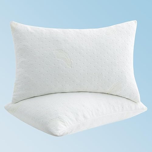 Miniatura 1 de MANSVCIH Juego de 2 almohadas de espuma viscoelástica tamaño Queen, almohadas refrescantes para dormir buenas para dormir de lado y de espalda con