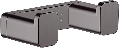 Hansgrohe AddStoris 41755340 - Gancho doble de 3 pulgadas en cromo negro cepillado