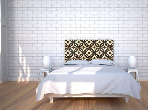 Tiles BW Custom Slipcover Fabric Headboard - Queen Bed