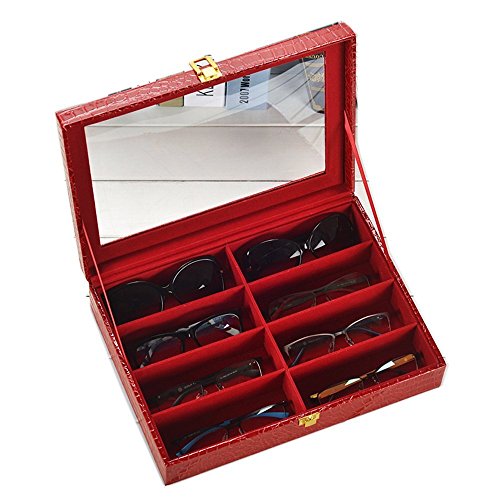 Viewlite 8 Slot Cuir Lunettes de Soleil Vitrine Lunettes Organiseur Boîte de Rangement
