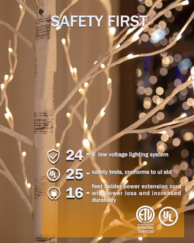 Lighted Birch Tree Set 6ft*2 with 320(160 * 2) Warm White LED Lights for Holiday Decor - Realistic Design, UL Certified, Dimmable, IP44 Waterproof - Ideal for Indoor and Outdoor Decoration - Image 5