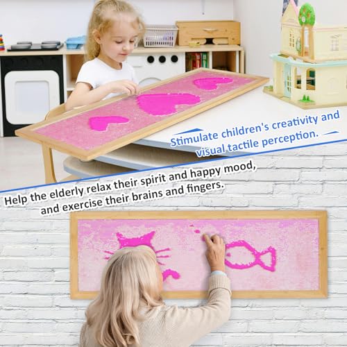 Image of Flenpptly Sensory Wall | Sensory Wall Panel for Kids | Sequin Fabric Sensory Wall | Sequin Sensory Wall Frame | Sequin Flip Fabric | Sensory Wall Panel | Wall Sensory Board (Pink)