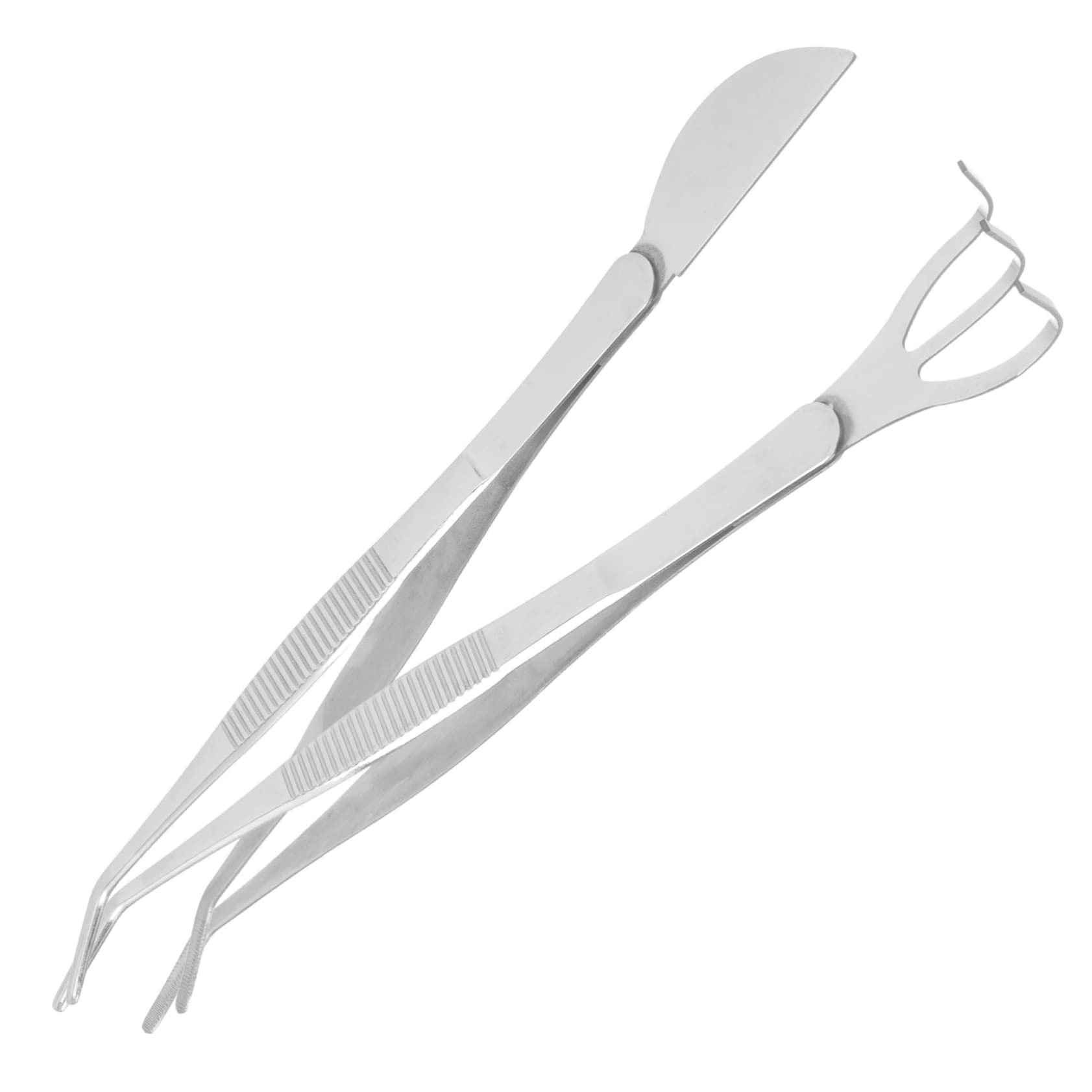 HEMOTON Stainless Steel Bonsai Tweezers Set Precision Craft Tweezers for Bonsai Plants Small Rake Handles