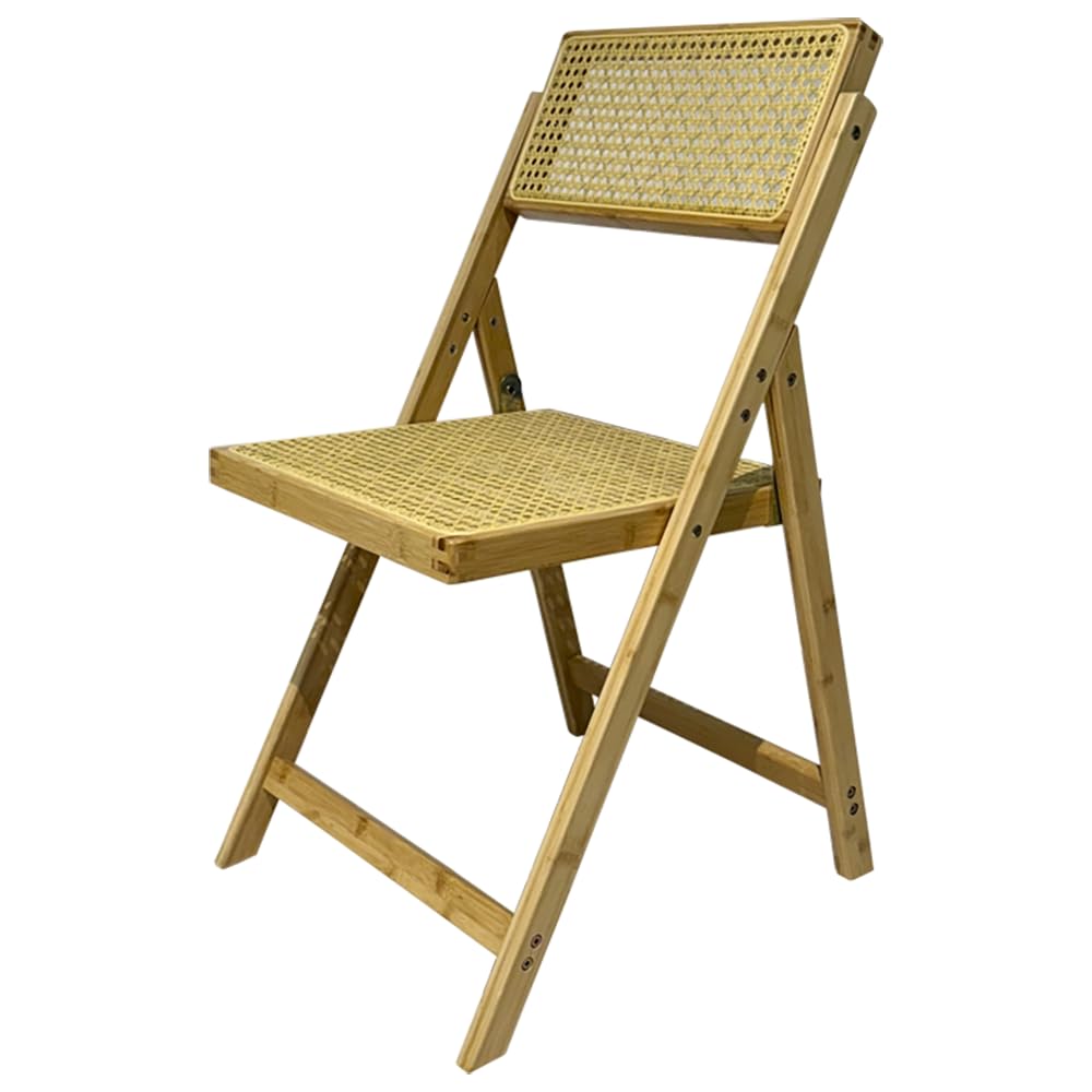 EME Pack 4 Sillas Cannage Plegables Natural. Estructura de Madera, Asiento y Respaldo de Rejilla. Ideal Sillas de Comedor de Estilo nórdico. Modelo apilable. Dimensión 40.5x43x83cm.