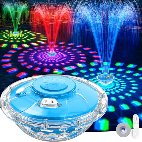2026 Upgraded Pool Fountain,8000mAh Rechargeable Pool Water Fountain with Light,Large Floating Pool Fountain,4FT Spray Swimming Pools Fountains Pump for Above Ground & Inground Pools Fountains-Blue