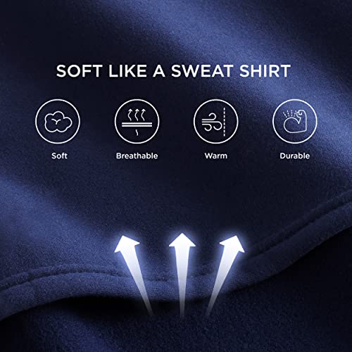 Bedsure Sweatshirt Summer Blanket Soft Fleece Throw Blanket For Bed Couch Jersey Knit Lightweight Blanket For Men For Stadium, Sports, Travel, 50"X 60" Navy Blue #TOP3