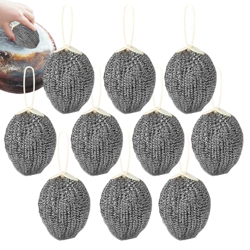 Estropajo De Acero Inoxidable para Platos | 10 Piezas Estropajos de Lana de Acero para Platos Cepillos - para Ollas Sartenes Y Limpieza De Fregadero