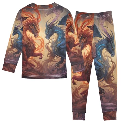 ALAZA Magic Dragons Pajama Set Pijamas Para Niños Long Sleeve Sleepwear2
