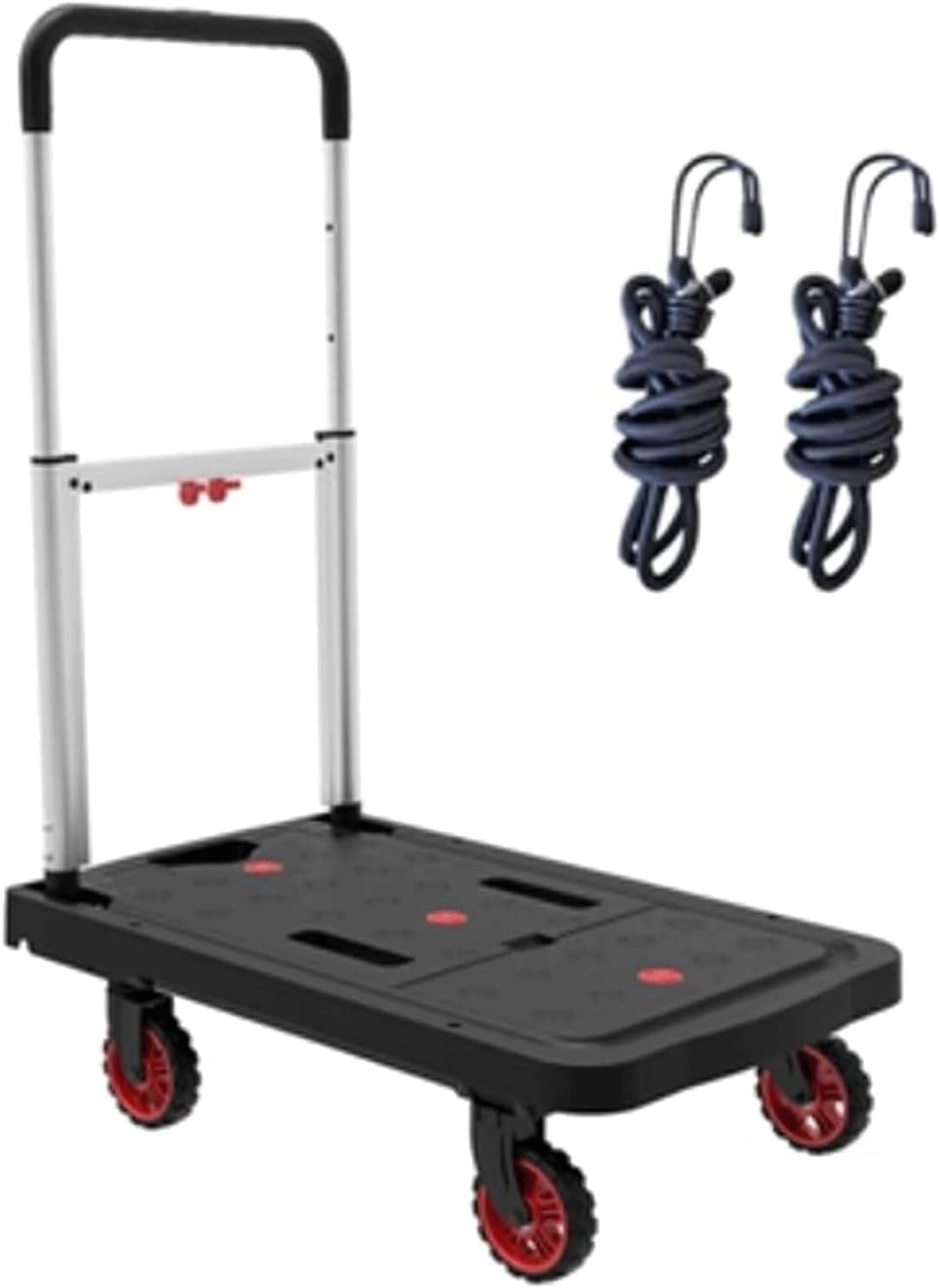Adjustable Folding Trolley - Portable Utility Cart with 300 Lbs Capacity for Luggage, Shopping, and Moving Heavy Items - Versatile Flatbed Design