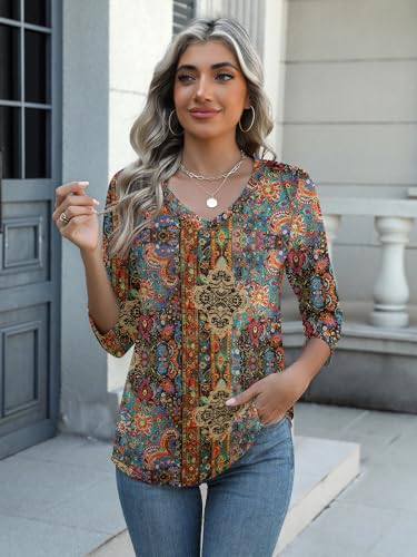 zeagoo womens 34 length sleeve tunic tops casual v neck shirts basic tees business work blouses summer fall 2025 clothes