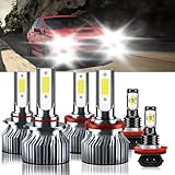 TXBILMOO Compatible For Subaru WRX 2015-2020 9005 H11 High/Low Beam H11 Fog Light Bulbs, 32000LM 300% Brightness 6500K White with Cooling Fan, Plug and Play, IP68 Pack of 6