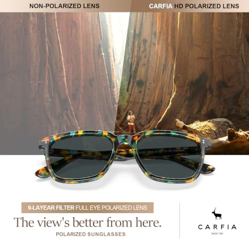 Image of CARFIA Acetate Polarized Sunglasses for Men UV400 Protection Classic Retro Square Shades Driving Glasses