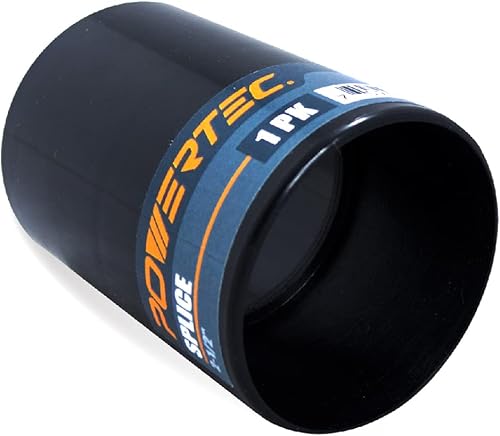 POWERTEC 70181, unión de adaptador de 2-14" y empalme de manguera de 2-12", negro