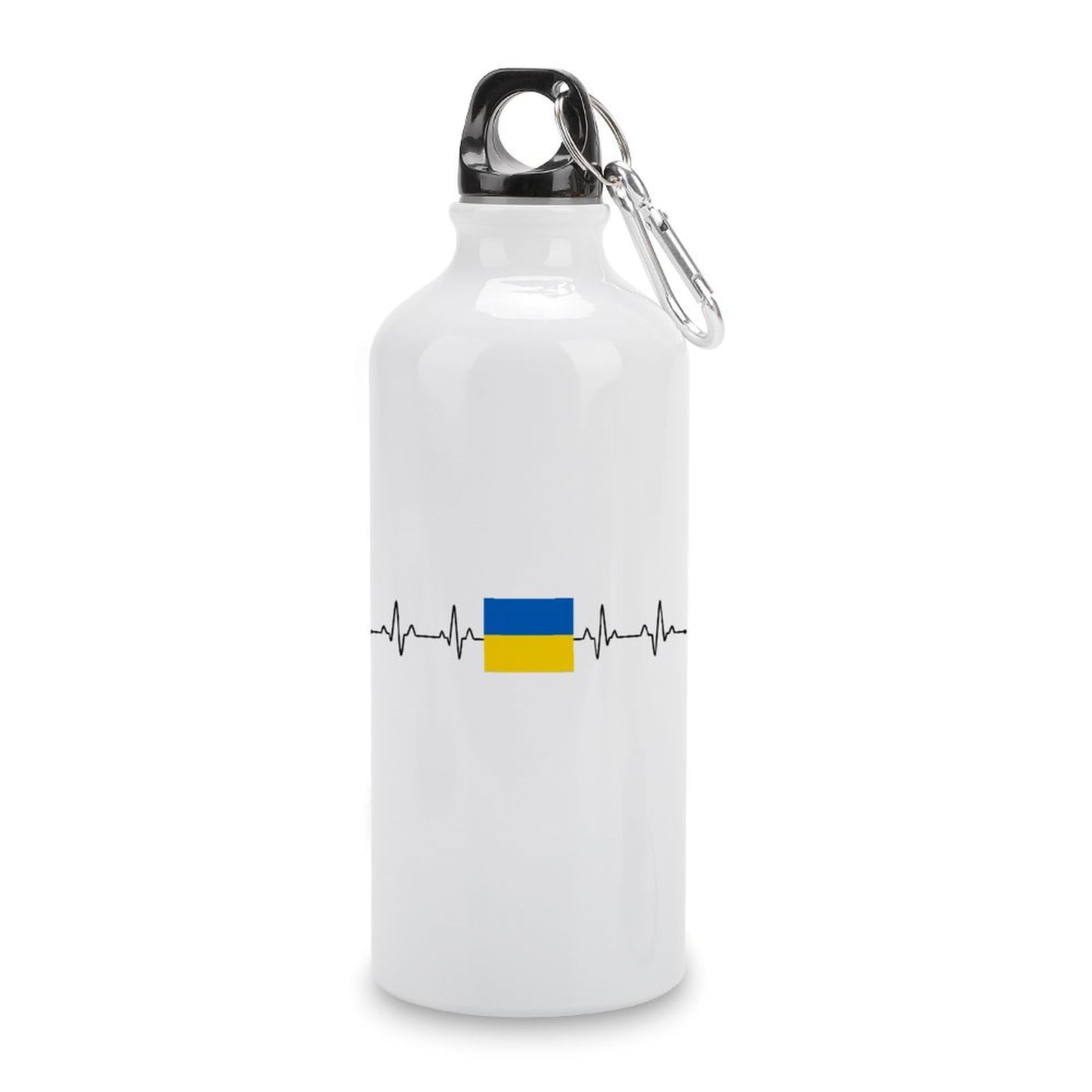 COCOKEN Ukraine Flag Heartbeat 14oz Vacuum Insulated Sports Water Bottle Ukraine Water Bottle For Riding Camping Sports Workouts And Outdoor Sports