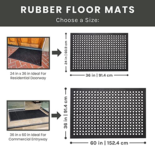 Envelor Anti Fatigue Rubber Floor Mat Restaurant Kitchen Drainage Mat Door Mats Durable Non-Slip Bar Mat Utility Mat Indoor Outdoor Wet Area 24" X 36" #TOP4