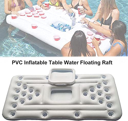 Ghongrm 28 Cup Holder Inflatable Beer Pong Table Pool Float Summer Water Party Fun Air Mattress Ice Bucket Cooler #TOP2